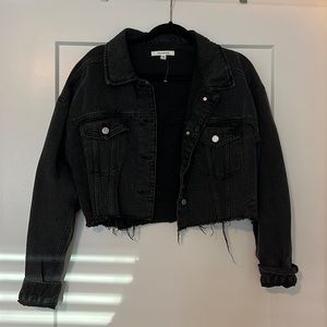 pacsun cropped black denim jacket